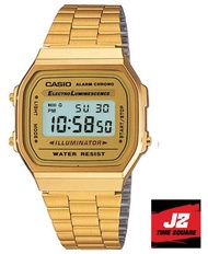 Casio digital สุดคลาสสิค ตัวเรือนสีทอง นาฬิกากันน้ำ นาฬิกาข้อมือผู้หญิง แท้แน่นอน 100% กับ CASIO A168WG-9WDF พร้อมรับประกัน 1 ปี CMG