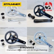 Strummer Chainwheel CW-GVL-820 with BB HT2 Crank Bicycle Single Chainring Bcd 110 38T 40T 42T Silver
