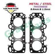 (2pcs/set) Münster Cylinder Head Gasket MD333226 Proton Perdana V6 6A12 (Metal) - 0.6mm / 1.5mm