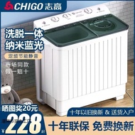 Large-capacity semi-automatic washing machine for home use, with double tubs and a traditional, full