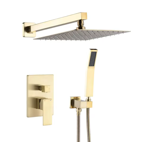 Shower set brushed gold 10 inch bathroom Deluxe shower mixer shower combination set wall mounted sho