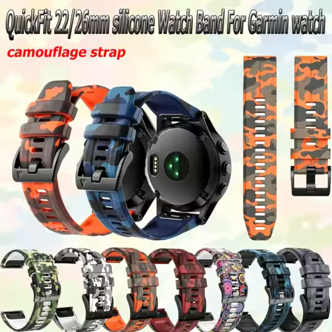 QuickFit 22/26mm silicone Watch Band For Garmin watch Fenix 8 47mm 51mm 7 6 5/7X 6X 5X/Instinct/Desc