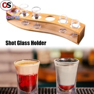 OS Shot Glass Holder Set-1Oz/30Ml Shot Glass Set Bamboo Shot Glass Holder, 6Pcs Shot Glass Set, Perf