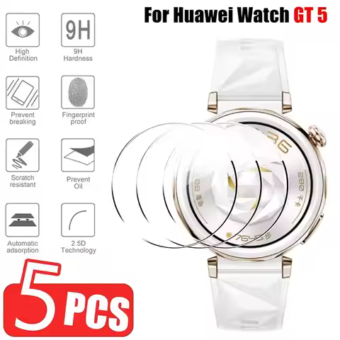 5pcs Tempered Glass For Huawei Watch GT5 GT4 41mm 46mm Accessories Screen Protector Film For Huawei 