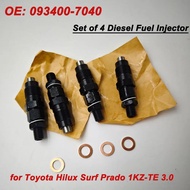 4Pcs 093400-7040 High Quality Diesel Fuel Injectors Set 0934007040 for Toyota Hilux Surf Prado 1KZ-T