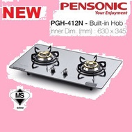 (NEW) 🔥Pensonic [SIRIM] PGH-412N High Fire Flame 7.2kW 2 Burner Glass Top Built In Gas Hob / Gas Cooker / Gas Stove