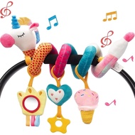 hahaland Car Seat Toys for Babies 0-6 Months Girl - Baby Toys 3-6 Months - Rattle, Mirror, Crinkle, 