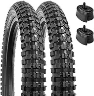 2 Pack 18" Bike Tires Foldable 18x2.40/64-355 60TPI Plus 2 Pack 18" Bike Tubes Schrader Valve with 2