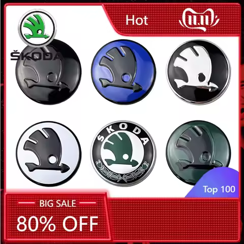 Car Sticker 2025 New 43mm Car Interior Steering Wheel Emblem for SKODA Fabia 1 2 Karoq Kodiaq Yeti R