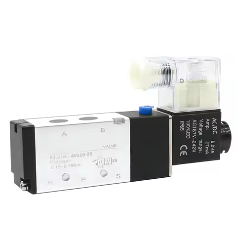 4V110-06 solenoid valve, 12V, 24V, 220V, two-position five-way air valve, electronically controlled 
