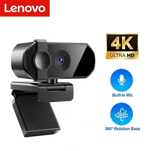Lenovo 4K Webcam Autofocus 2K 8MP With Microphone Web Camera Full HD 1080P Computer Laptop Webcams F