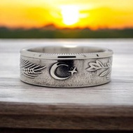 土耳其硬幣戒指 50 里拉 1985 年男士硬幣戒指 女士硬幣戒指