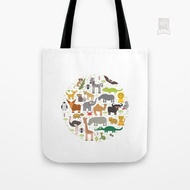 African animals parrot Hyena Rhinoceros Zebra Hippopotamu Canvas Tote Bag