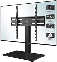 TV Mount,Sturdy TV Mounts Universal Table Top Pedestal TV Stand with Bracket for 26-55 LCD/LED/Plasma TVs-Height Adjustable TV stand with 8mm Tempered Glass Base &amp; Cable Management-Holds 40