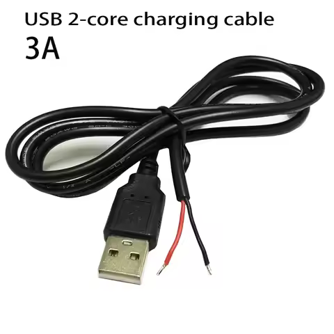 5V USB 2.0 2 Pin 2 Wire DIY USB Male Jack Connector Cable Power Charge Extension Cable Cord 0.3m/1m/