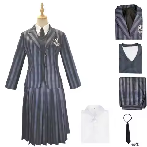 Wednesday Adams cosplay costume Adams Wednesday school uniform jacket vest shirt dress adult Hallowe