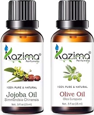 KAZIMA Combo of Jojoba oil and Olive oil For Hair Growth, Skin care (Each 15ML with Dropper)- 100% Pure Natural Oil