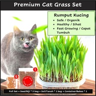 Cat Grass Seed Set Biji Benih Rumput Kucing healthy cat food hairball solution 猫草 化毛