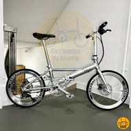 Fnhon Monsoon 22” • 10 Gear Shimano Litepro Folding Bicycle Foldie Folding Fold Bike Polished Silver Dahon Tern Bifold