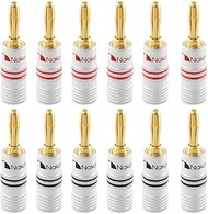 Nakamichi Excel Series 24k Gold Plated Banana Plug 12 AWG - 18 AWG Gauge Size 4mm for Speakers Amplifier Hi-Fi AV Receiver Stereo Home Theatre Audio Wire Cable Screw Connector 12 Pcs (6-Pairs)