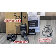 ICOM HT V86 7 WATT REPLACEMENT V80 BLACK WALKIE TALKIE EARPHONE WITH 2.250MAH BATTERY ORIGINAL AND T