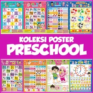 COMPLETE COLLECTION OF POSTERS PRESCHOOL TADIKA ANA MUSLIM ABC, 123, Alif Ba Ta, Asmaul Husna, Numbe