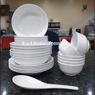 ชุด จาน ชาม 25ชิ้น ซุปเปอร์แวร์ สีขาว ในชุดประกอบด้วย จานทรงลึก8นิ้ว ชาม7.5นิ้ว ชาม6นิ้ว ถ้วย4นิ้ว อ