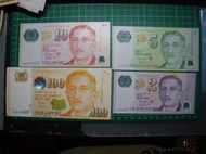 V新加坡紙鈔100元/10元/5元/2元各一張不拆售