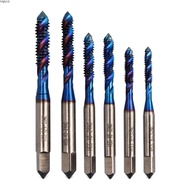 NAJA1V 6pcs Tapping Drill Bit, Spiral Flute Titanium Coated Screw Thread Tap, SAE Tap 6-32NC 8-32NC 
