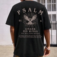 Christian Psalm 91 Graphic Vintage Faith Apparel T-Shirt, Men's Eagle Independent Pattern Jesus Shir