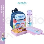 ecentio lunch box anak Disney seri Elsa set anti tumpah tas bekal botol minum