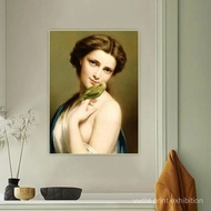 Fritz Zuber-Buhler "A Young Beauty with a Parakeet" Canvas Oil Paintings Aesthetics Art Decorative W