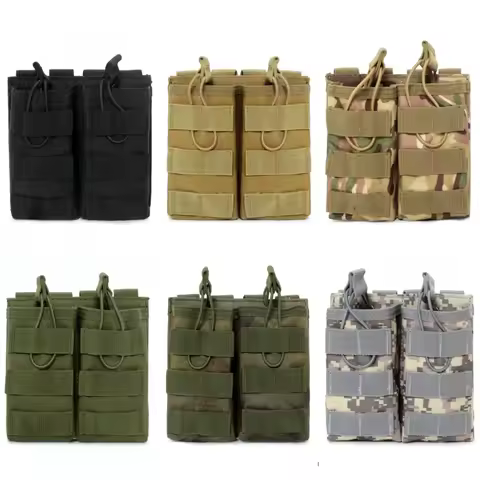 MOLLE M4 M16 Double Magazine Pouch Open Top Hunting Accessories EDC Waist Bag AR AK Rifle Mag Holder