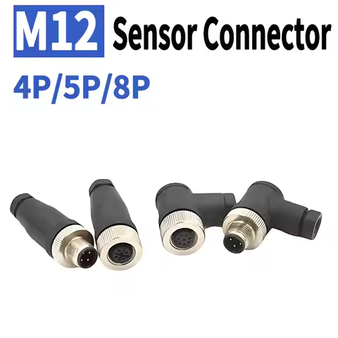 1pcs M12 Sensor Connector 4pin 5pin M12-8 Waterproof Male&female Plug Screw Threaded Coupling A Code