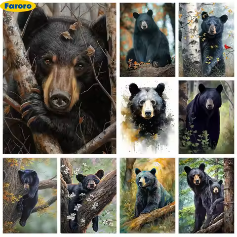 Asian Black Bear DIY Diamond Embroidery Bear Diamond Painting Rhinestone Cross Stitch Beast Picture 