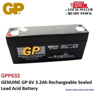 GENUINE GP 6V 3.2Ah Rechargeable Sealed Lead Acid Battery - GPP632