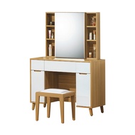 [特價]傢俱工場-肯詩特 烤白雙色3.3尺鏡台 含椅