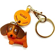 Genuine leather keychain Beagle Dokodemo dog VANCA CRAFT (made in Japan, handmade by craftsmen)