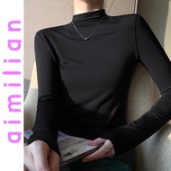 aimilian Modal Long Sleeve Half Turtleneck T T-shirt Bottoming Shirt for Women Autumn and Winter New