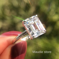 4ct Real Moissanite Diamond 100% 925 Sterling Silver Ring Elegant Women Luxury Gemstone Emerald Cut 