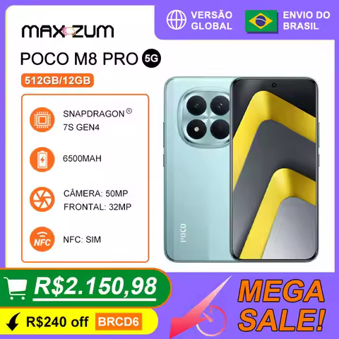 Xiaomi Poco M8 PRO 5G, 512/12GB RAM ,Versão Global, Câmera 50MP, Snapdragon® 7s Gen 4