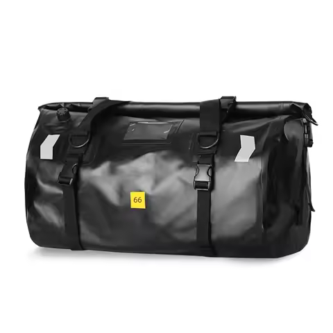 Roll‑Top Motorcycle Dry Duffel Bag, 40L/66L Waterproof PVC Luggage, Reflective Motorbike Rear Rack S