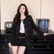 korean tweed blazer black coat for woman blazer formal attire cardigan jacket for woman plus size xs