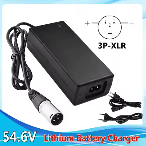 54.6V 2A Lithium Battery Charger For 48V 13S 54.6V Li-ion Charger Adapter With XLR 3P 18mm Battery C