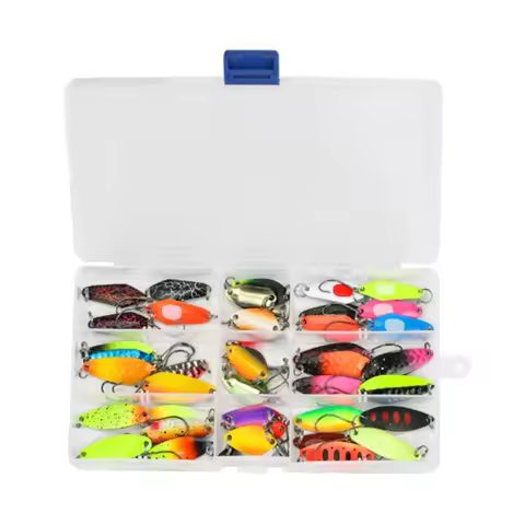 43Pcs/Lot Jig Metal Spinner Spoon Trout Fishing Lure Kit 2.5g/2.6g/3g/3.2g/3.5g/5g VIB Hard Bait Seq