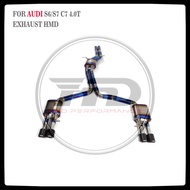 HMD Titanium Exhaust System Sport Resonated Catback for Audi S6 S7 RS6 RS7 C7 S8 D4 4.0T Muffler Wit