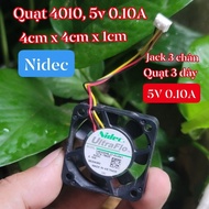 Package of 10 5Vdc nidec fans 4cm x 4cm x 1cm, 5v 0.10A (0.1A), radiator fan, new