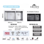 IB118245 IBORN HANDMAKE SUS304 NANO TECHNOLOGY KITCHEN SINK Double bowl MOCHA