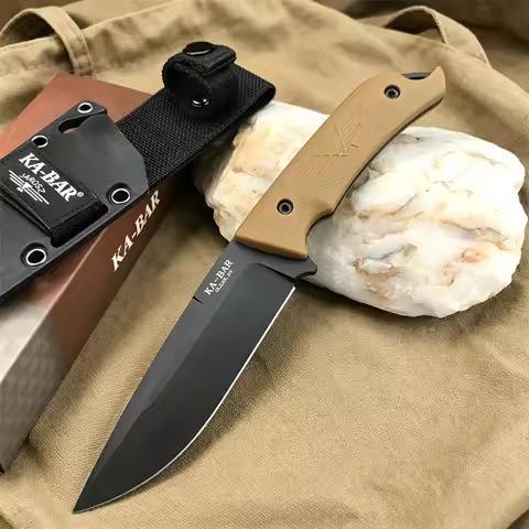 KA-BAR Jarosz 7503 Turok Hunting Fixed Blade Knife 9Cr13Mo Blade Nylon Fiber Handle Outdoor Fishing 