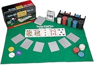 Relaxdays Poker Set, 200 Chips, Play Mat, 2 Decks of Cards, Dealer Button, Blind Buttons, Casino Fee